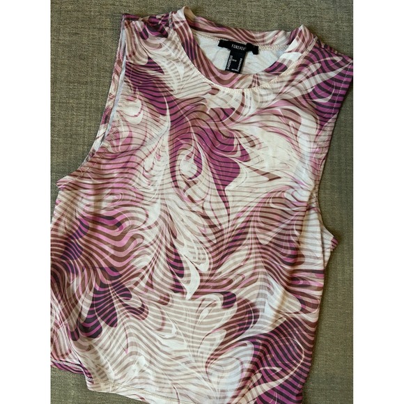 Vintage Y2K Forever 21 Women's Mesh Swirl Tank Size M Indie Sleeze Streetwear - Picture 6 of 7